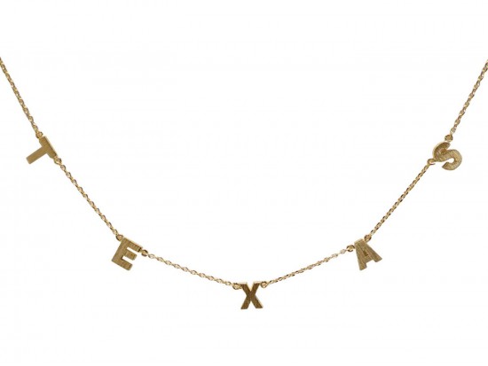 Gold Word Texas Station Necklace Gold Word Texas Station Necklace