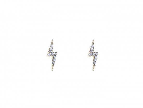 Gold Clear Crystal Lightning Bolt Post Earrings