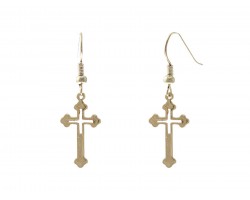 Gold Cut Out Cross Hook Earrings