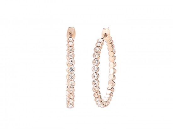 Gold Crystal Memory Wire 35mm Hoop Earring