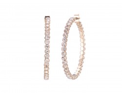 Gold Crystal Memory Wire 45mm Hoop Earring