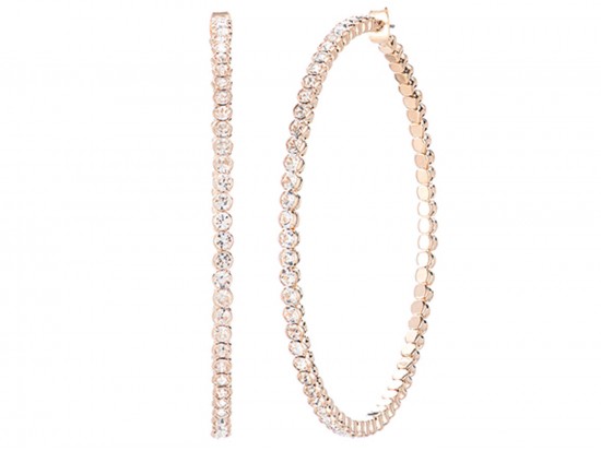Gold Crystal Memory Wire 75mm Hoop Earring
