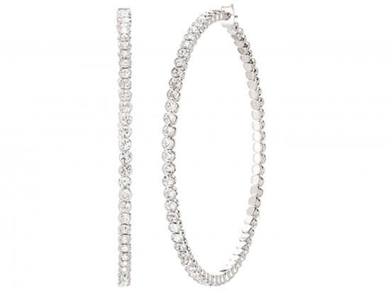 Silver Crystal Memory Wire 75mm Hoop Earring Silver Crystal Memory Wire 75mm Hoop Earring