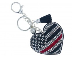 Red Line Flag Heart Crystal Key Chain Red Line Flag Heart Crystal Key Chain