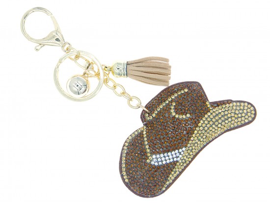 Brown Cowboy Hat Puffy Key Chain