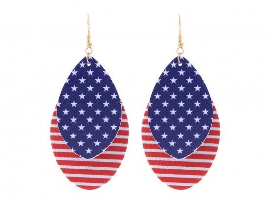 USA Flag Teardrop Layer Hook Earrings USA Flag Teardrop Layer Hook Earrings