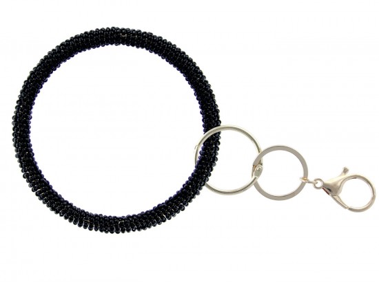 Black Seed Bead Bangle Key Chain