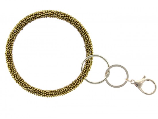 Gold Seed Bead Bangle Key Chain
