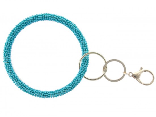Turquoise Seed Bead Bangle Key Chain