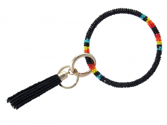 Black Seed Bead Tassel Bangle Key Chain Black Seed Bead Tassel Bangle Key Chain