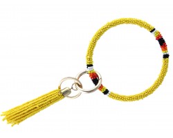Yellow Seed Bead Tassel Bangle Key Chain