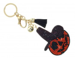 Orange Crystal Jack O'lantern Hat Puffy Key Chain