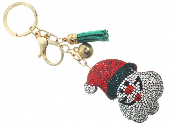 Red White Crystal Santa Face Puffy Key Chain Red White Crystal Santa Face Puffy Key Chain