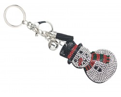 White Crystal Snowman Top Hat Puffy Key Chain