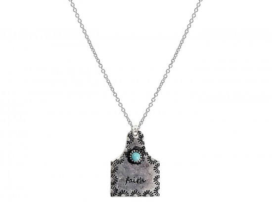 Silver Cow Tag Faith Necklace Silver Cow Tag Faith Necklace