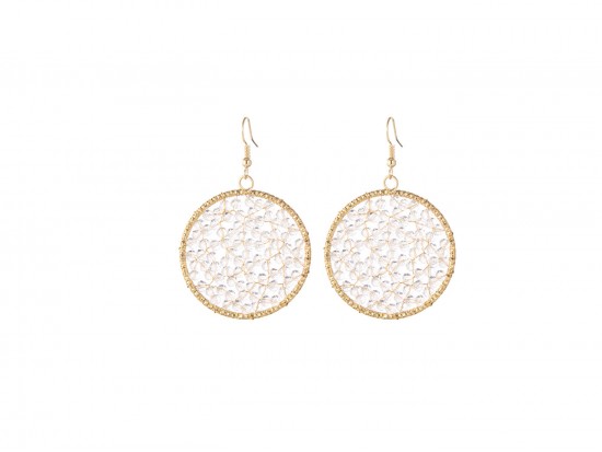 Clear Crystal Disc on Gold Plate Hook Earrings Clear Crystal Disc on Gold Plate Hook Earrings