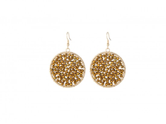 Black Jet Crystal Disc on Gold Plate Hook Earrings Black Jet Crystal Disc on Gold Plate Hook Earrings