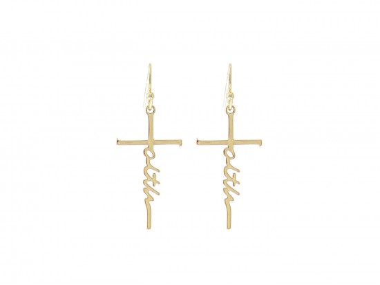Gold Cross FAITH Hook Earrings Gold Cross FAITH Hook Earrings