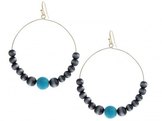 Turquoise Pho Navajo Pearl Hoop Hook Earring