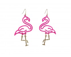 Fuchsia Rubber Coated Flamingo Hook Earrings