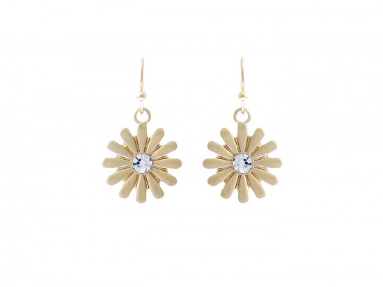 Matt Gold Daisy Flower Dangle Hook Earrings Matt Gold Daisy Flower Dangle Hook Earrings