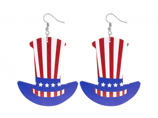 USA Uncle Sam Top Hat Hook Earrings