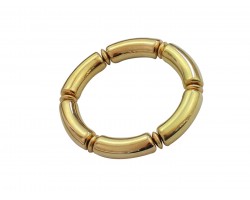 Gold Acrylic Tube Bead Stretch Bracelet
