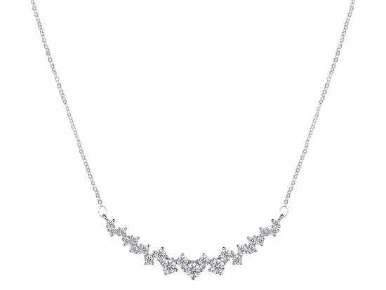 CZ Crystal Faceted Curved Chain Necklace