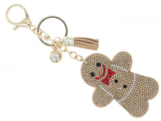 Brown Crystal Gingerbread Man Puffy Keychain Brown Crystal Gingerbread Man Puffy Keychain