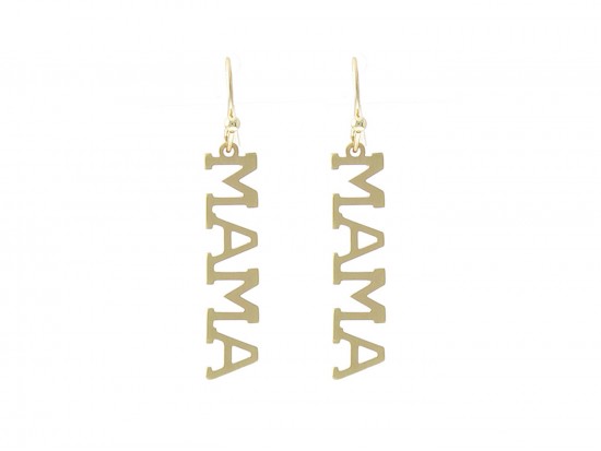 Gold Mama Word Hook Earrings