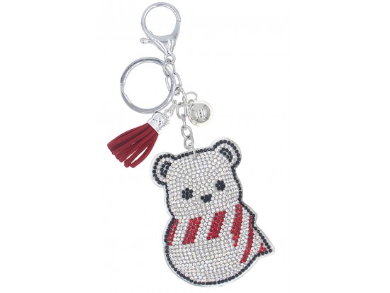White Crystal Polar Bear Puffy Key Chain