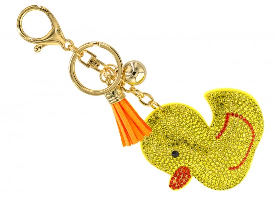 Yellow Crystal Baby Duck Puffy Key Chain