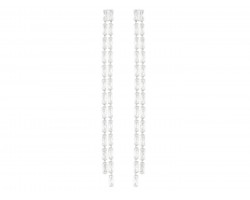 Silver Baguette CZ Crystal 2 Line Post Earrings