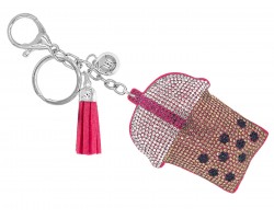 Brown Crystal Milk Tea Boba Puffy Key Chain