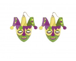 Mardi Gras Jester Mask Hook Earrings