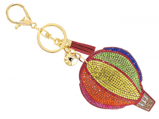 Multi Crystal Hot Air Balloon Puffy Key Chain