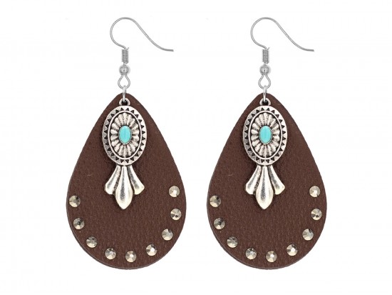 Brown Teardrop Squash Blossom Hook Earrings Brown Teardrop Squash Blossom Hook Earrings