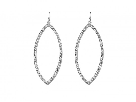 Silver Crystal Marquise Hook Earrings