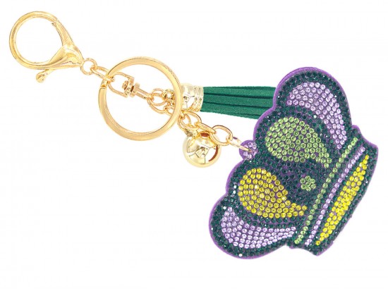 Mardi Gras Crystal Crown Puffy Keychain