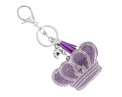 Purple Crystal Crown Puffy Keychain