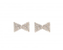 Gold Clear Crystal Bow Tie Stud Post Earrings