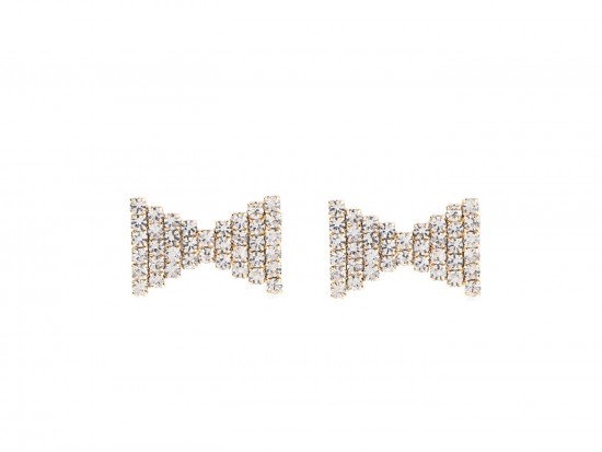 Gold Clear Crystal Bow Tie Stud Post Earrings