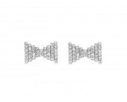Silver Clear Crystal Bow Tie Stud Post Earrings