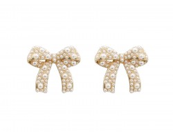 Gold Pearl Bow Post Earring