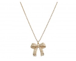Gold Pearl Bow Chain Necklace