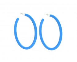 Blue Rubber Coated Hoop Post Earrings
