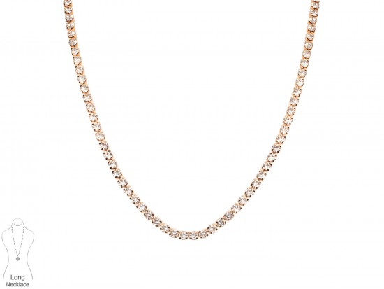 Gold 6mm Crystals Tennis Long Necklace Gold 6mm Crystals Tennis Long Necklace