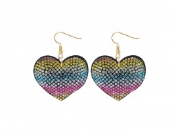 Light Multi Crystal Heart Puffy Hook Earring