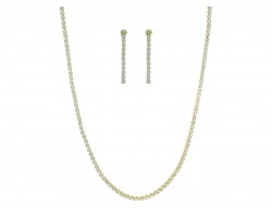 Gold Clear CZ Crystal 3mm Necklace Set