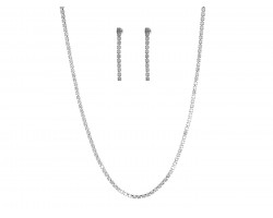 Silver Clear CZ Crystal 3mm Necklace Set